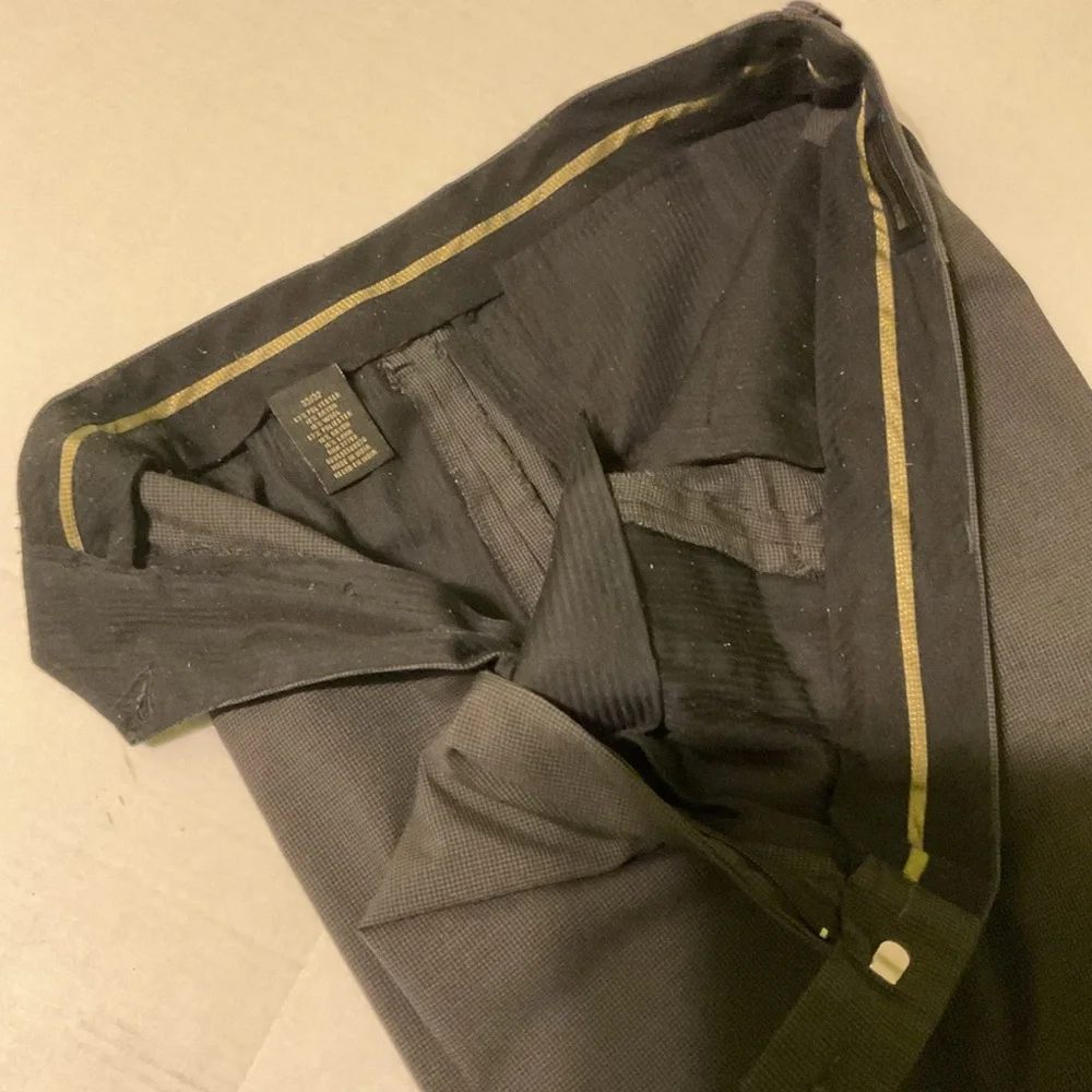 AXIST Essentials‎ Men’s Dress Pants 33x32 Gray Micro Check Flat Front Wool Blend
